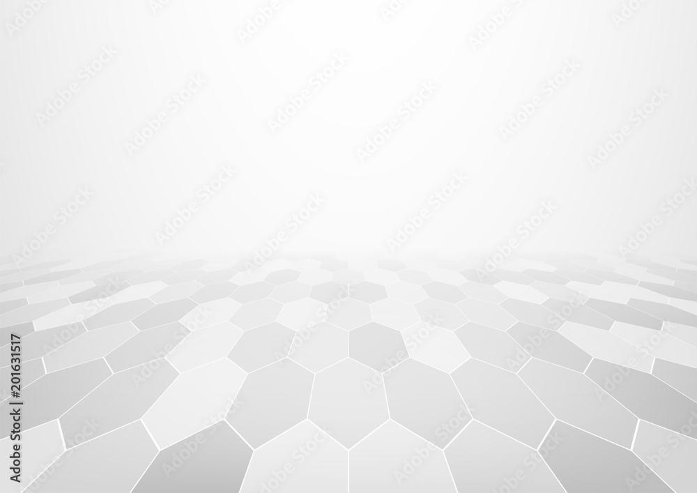 Gray tile floor and space with symmetry grid line texture in perspective view for product display or background, Floor decor with square shape of tile, Vector illustration design for background.