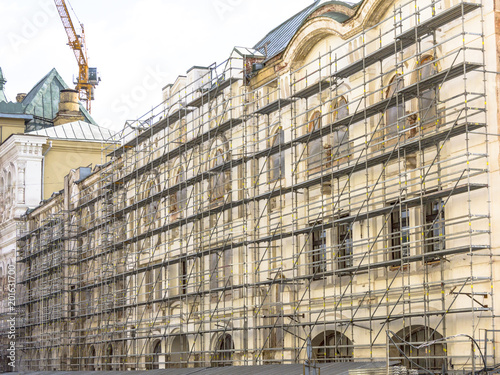 Scaffolding on the building