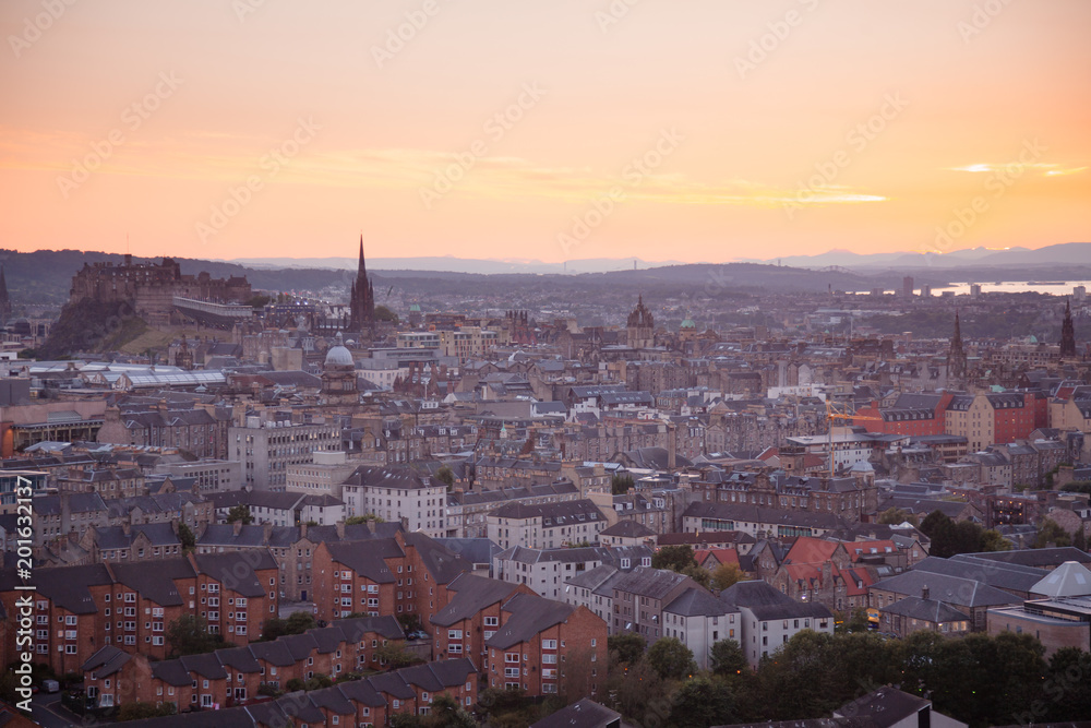 Edinburgh cityscape at dusk Scotland UK