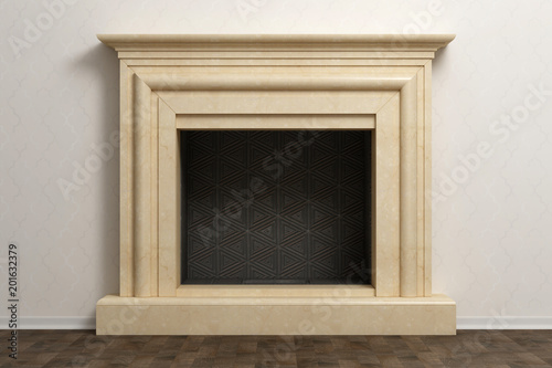 Beautiful fireplace in classical home interior photo