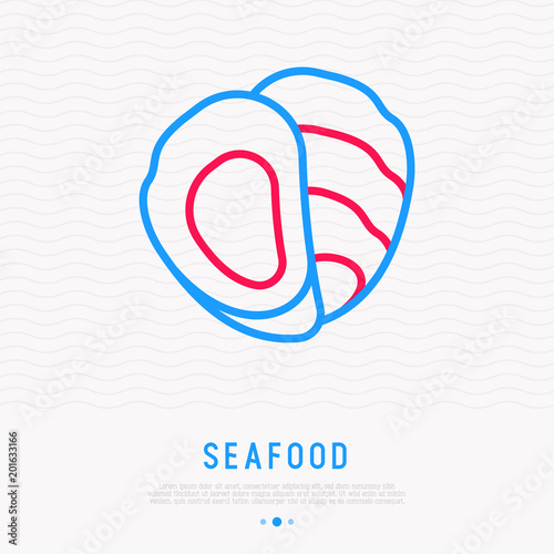 Oyster thin line icon. Modern vector illustration of seafood.