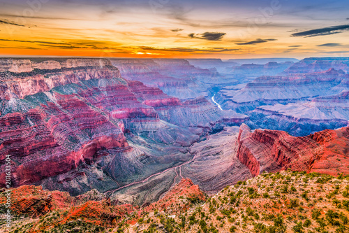 Grand Canyon, Arizona, USA at dusk from the south rim.