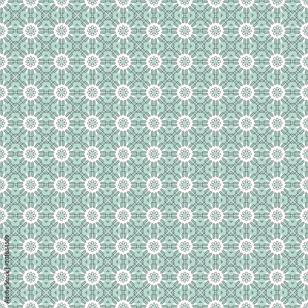 Ethnic geometric pattern in repeat. Fabric print. Seamless background, mosaic ornament, retro style. Ethnic geometric pattern in repeat. Fabric print. Seamless background, mosaic ornament, retro style.