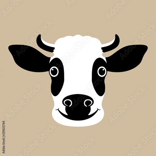 cow face head vector illustration flat style front