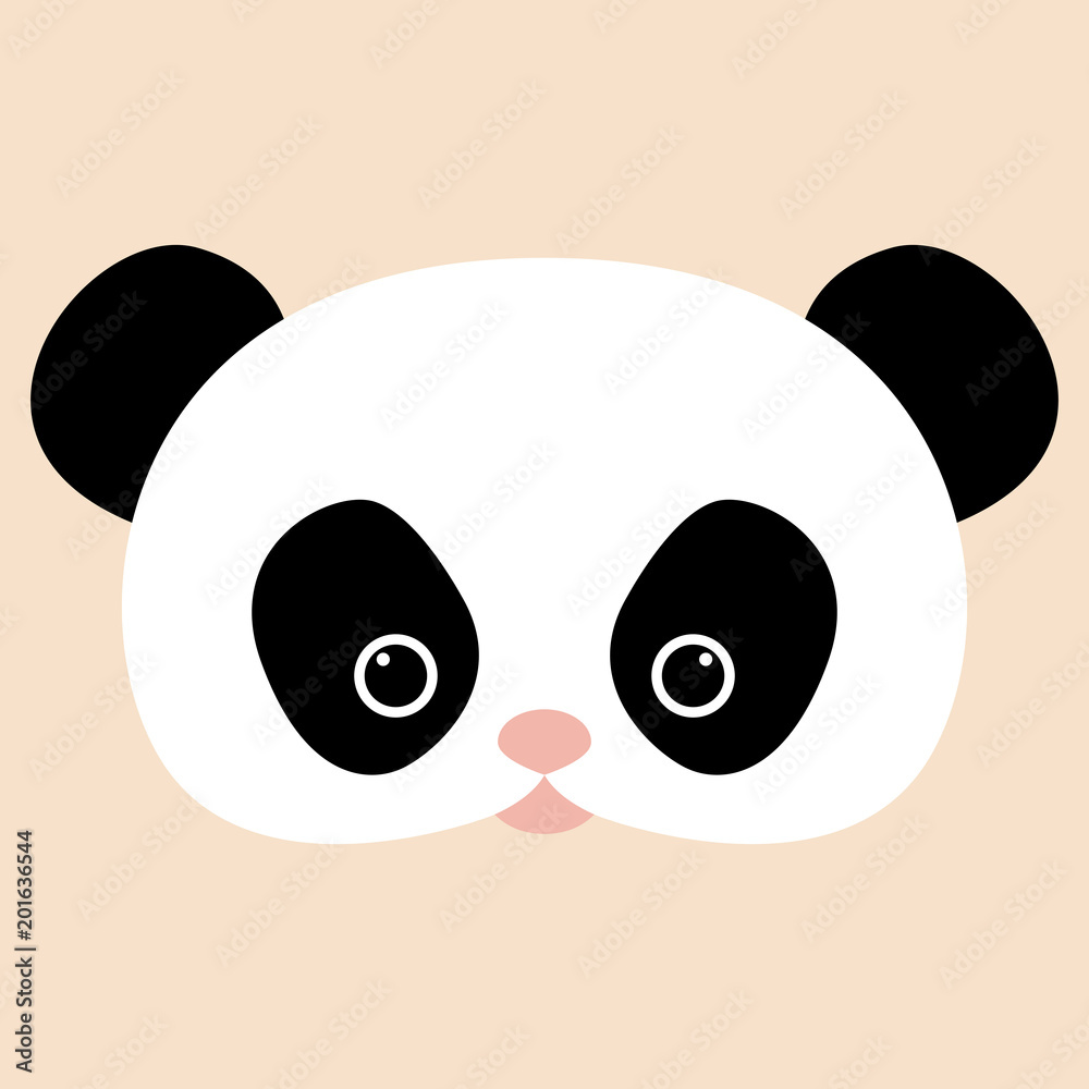 Fototapeta premium panda face head vector illustration flat style front