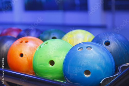 bowling balls close up