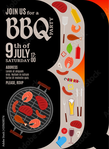 Vector barbecue party invitation