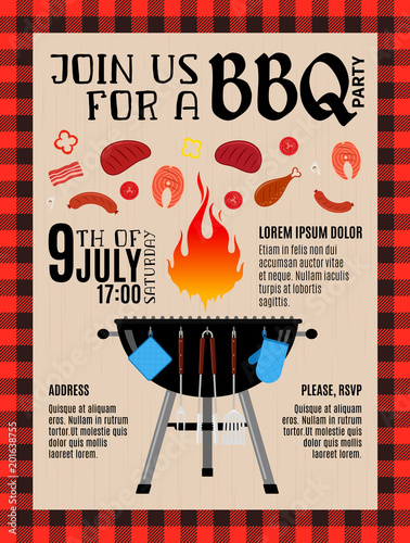 Vector barbecue party invitation