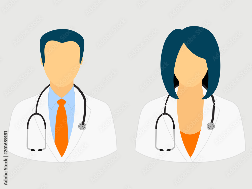 Doctor icons isolated on gray background