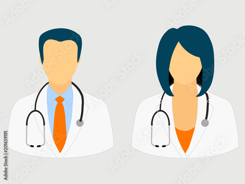 Doctor icons isolated on gray background
