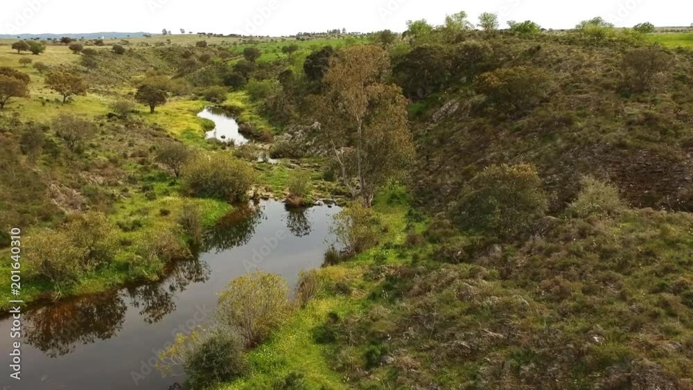 Valley with a small brook in Alentejo in the south of Portugal