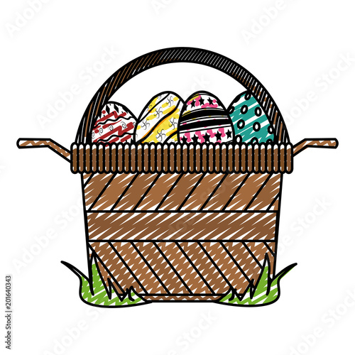 doodle eggs easter decoration inside hamper design