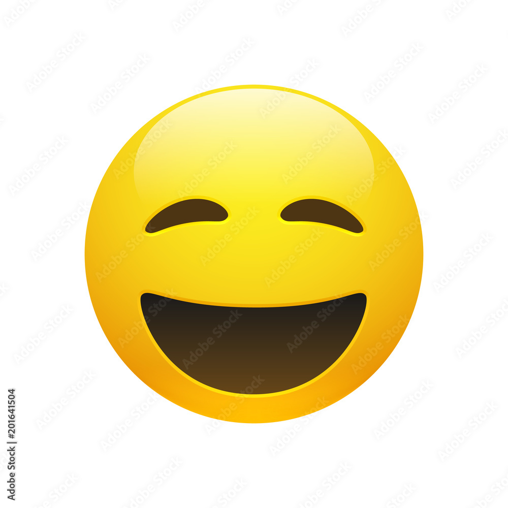 Vector Emoji yellow smiley face with closed eyes Vector Emoji yellow smiley face with closed eyes