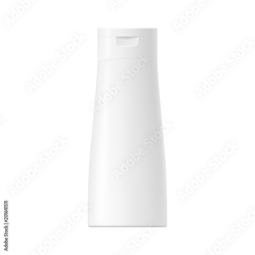 Vector white glossy plastic bottle with cap