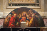 Interior of the St Isaac Cathedral in St Petersburg, Russia. Mosaic The Last Supper