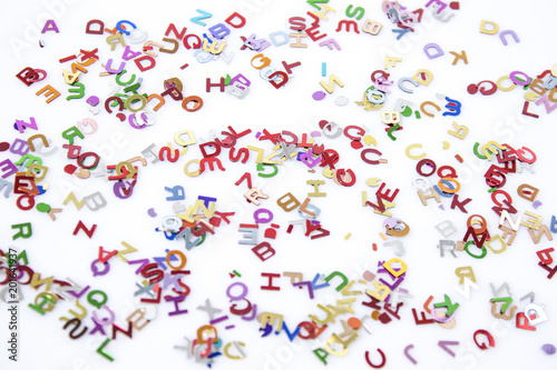 Many colored alphabet letters made with die cutter