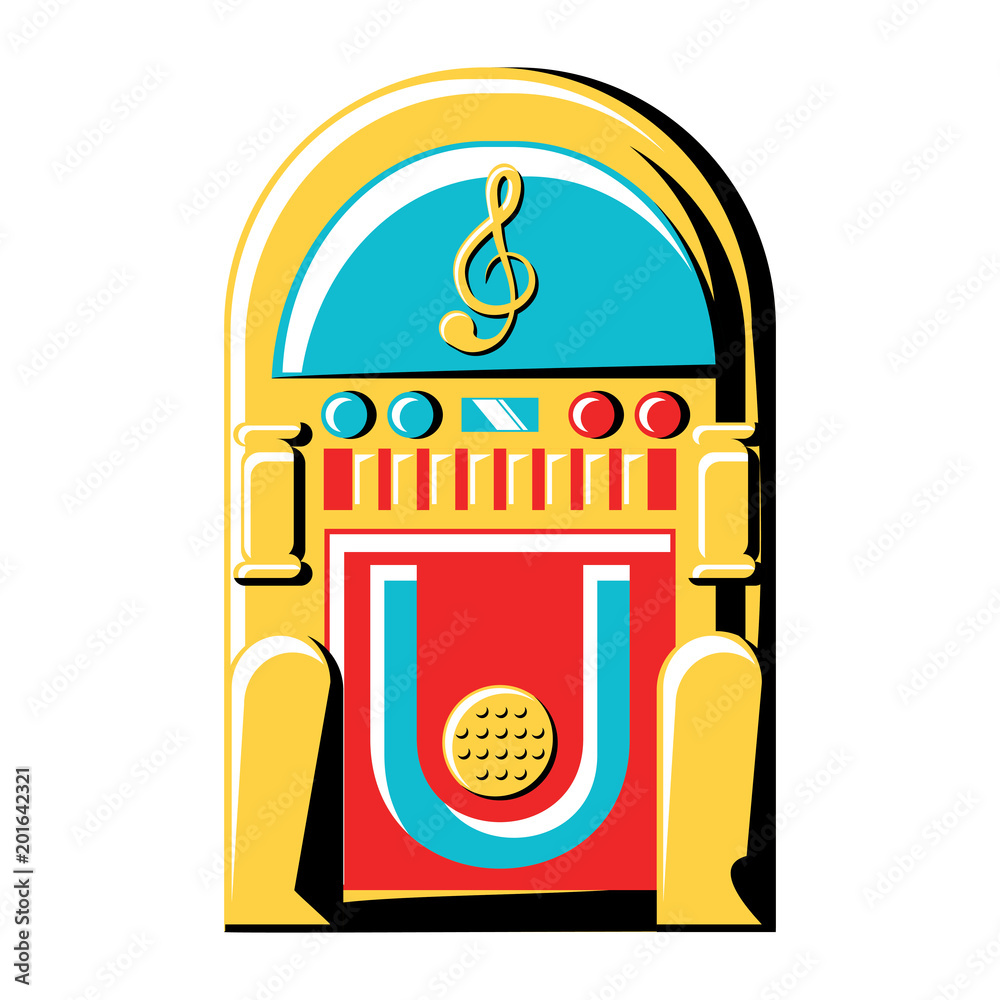 retro rockola icon over white background, colorful design. vector