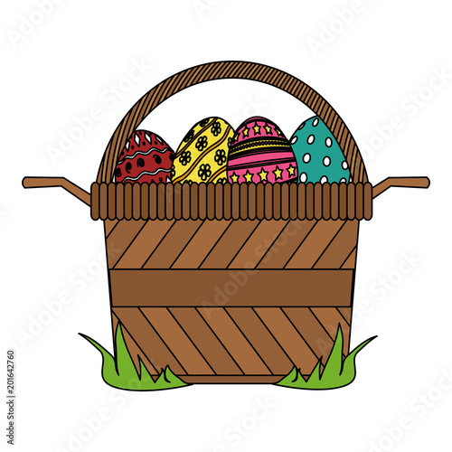 color eggs easter decoration inside hamper design