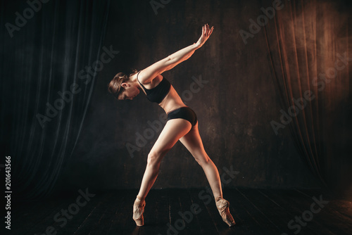 Fototapeta Naklejka Na Ścianę i Meble -  Classical ballet dancer in black practice training