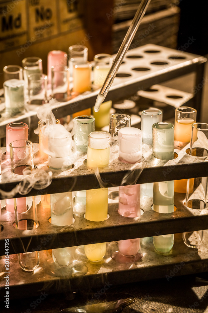 custom made wallpaper toronto digitalTubes with samples in vintage school laboratory