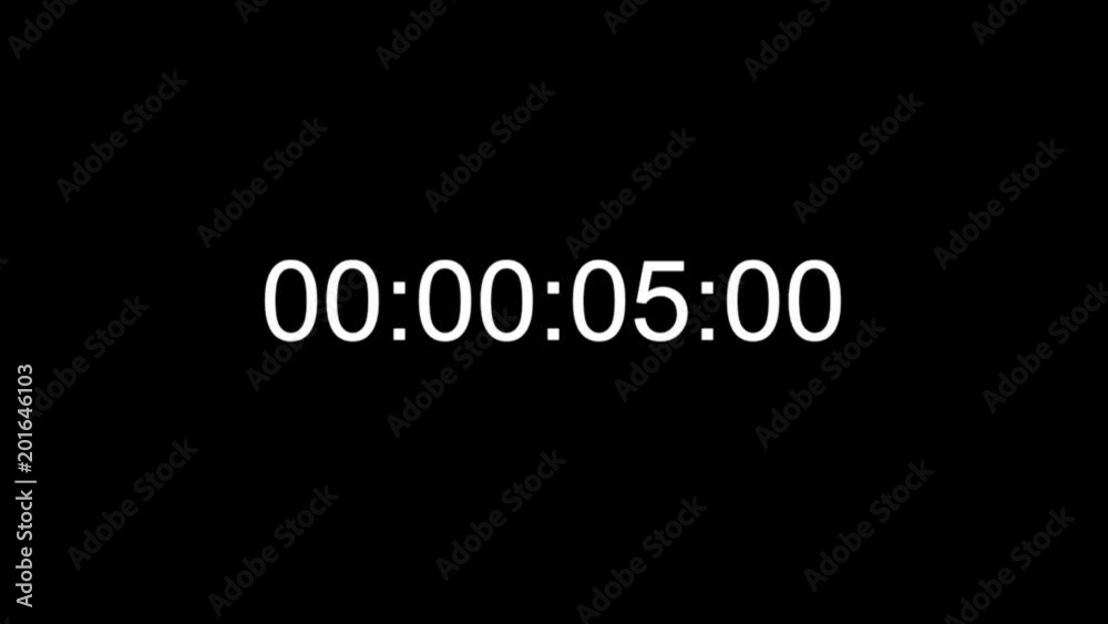 Time 1003: Timecode numbers on a black background. Real time one minute 25 fps.