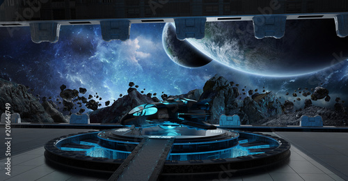 Fototapeta Naklejka Na Ścianę i Meble -  Landing strip spaceship interior 3D rendering elements of this image furnished by NASA