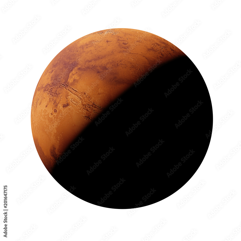 the red planet Mars, isolated on white background the red planet Mars, isolated on white background