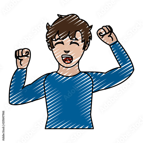 doodle man waking up and yawning with pijama clothes