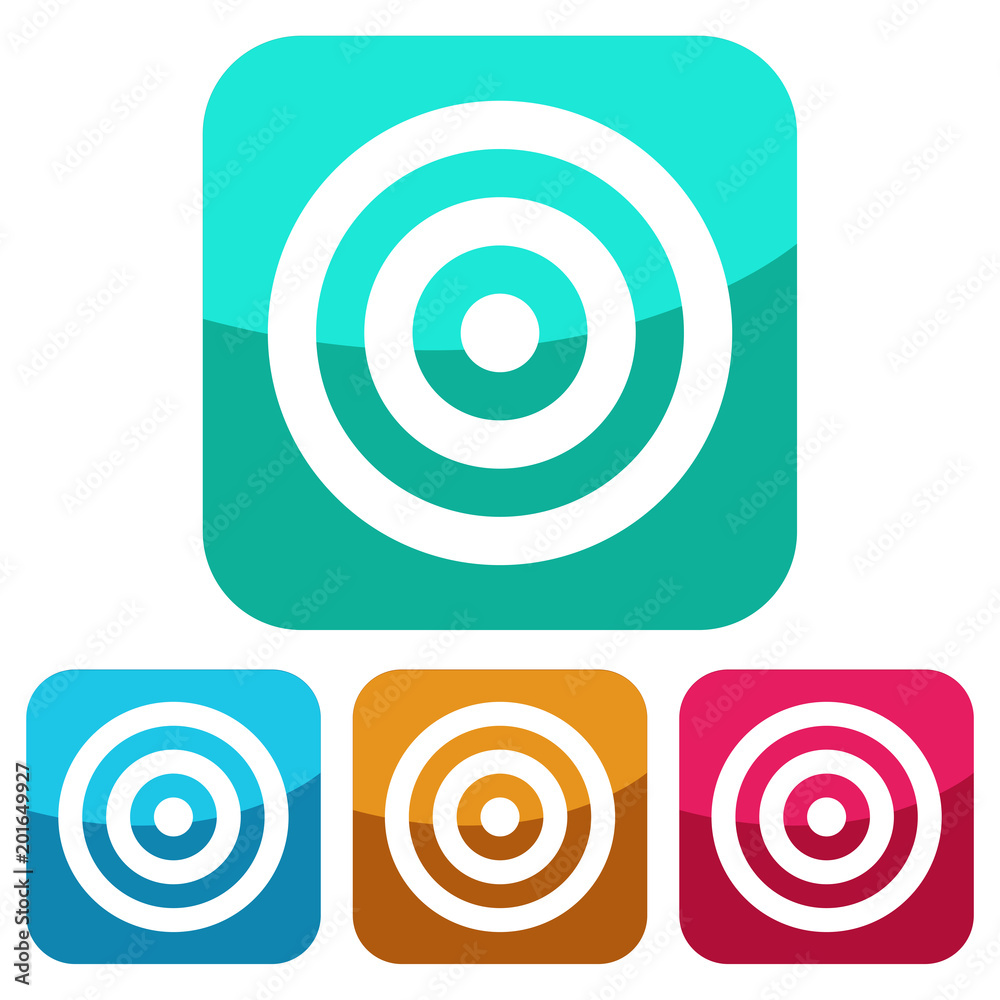 Simple, square, flat target icon. Rounded corners. Four color
