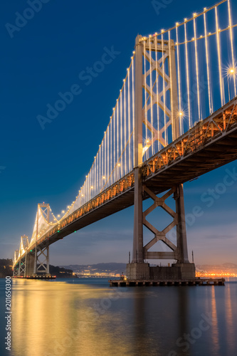 Under the Bay Bridge Light Reflections. The Embarcadero  San Francisco  California  USA.
