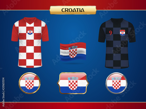 Football World Championship 2018 Croatia Jersey. Vector Country Flag.
