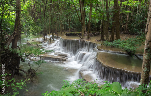 Huai Mae Khamin Waterfall (Sixth floor), tropical rainforest at Srinakarin Dam, Kanchanaburi, Thailand.Huai Mae Khamin Waterfall is the most beautiful waterfall in Thailand. Unseen Thailand