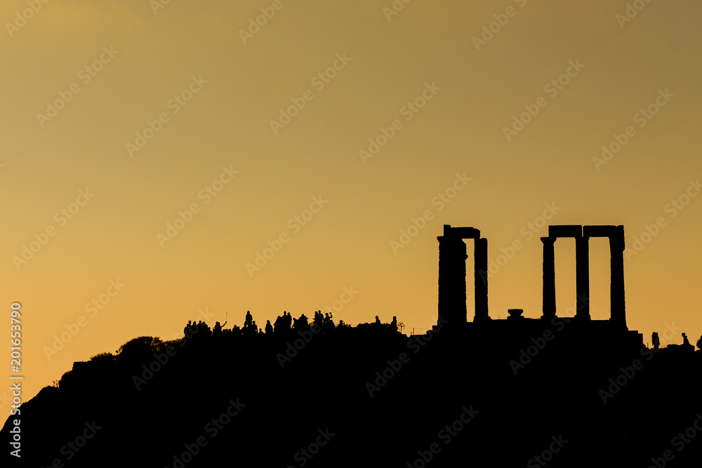 Greek temple of Poseidon at sunset, Cape Sounio