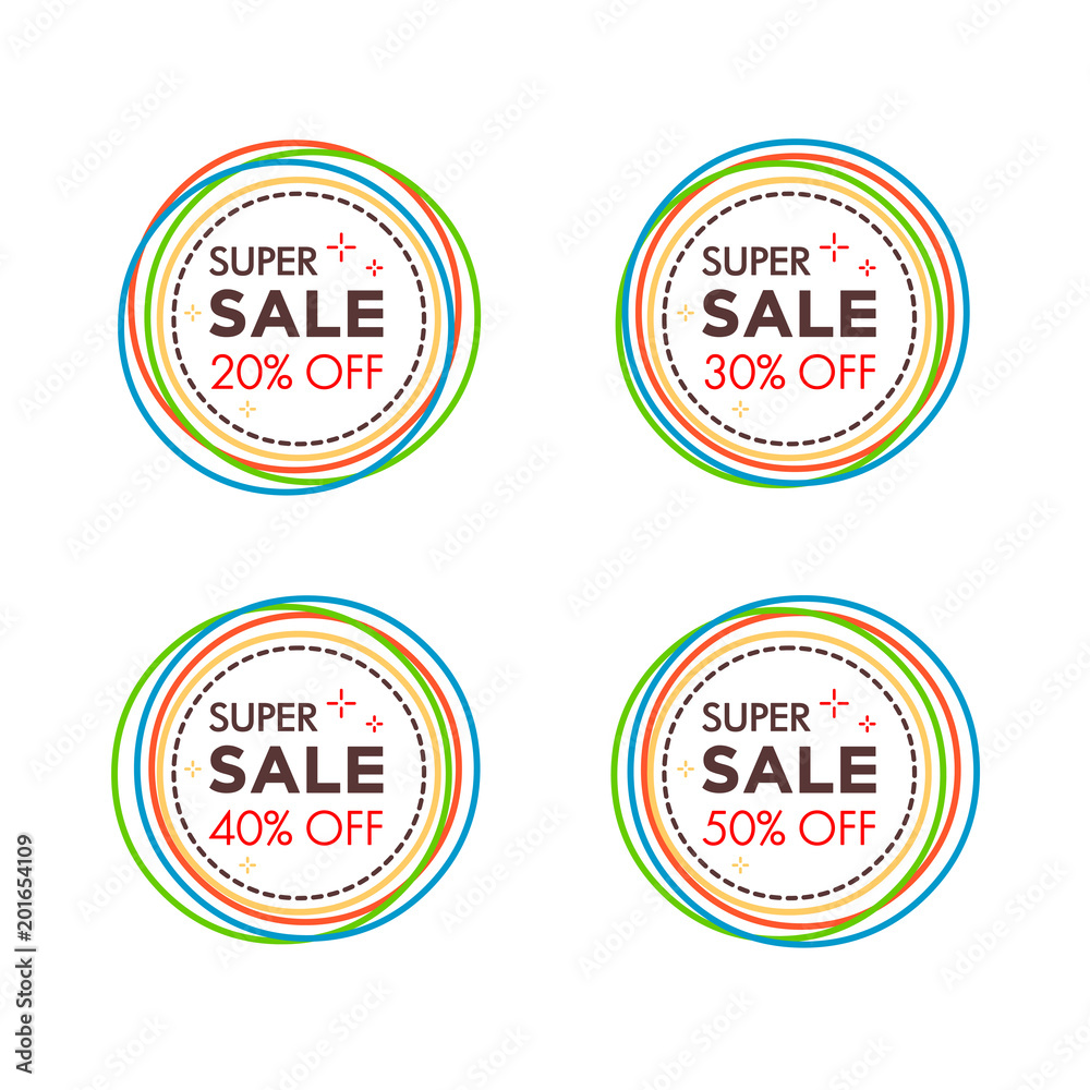 Set of sale banners, frames, labels, ribbons, stickers. Sale collection isolated on white background. Vector illustration.
