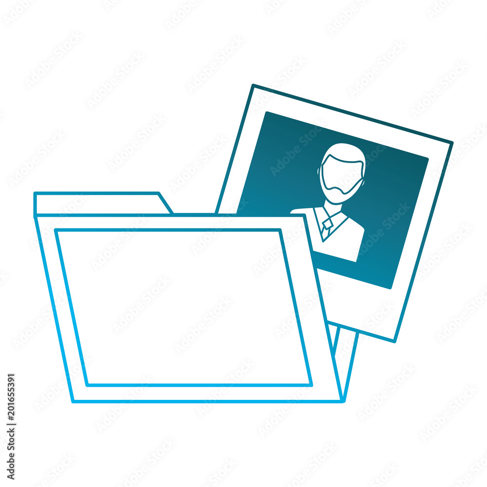 folder and man photo gallery design vector illustration degraded blue color