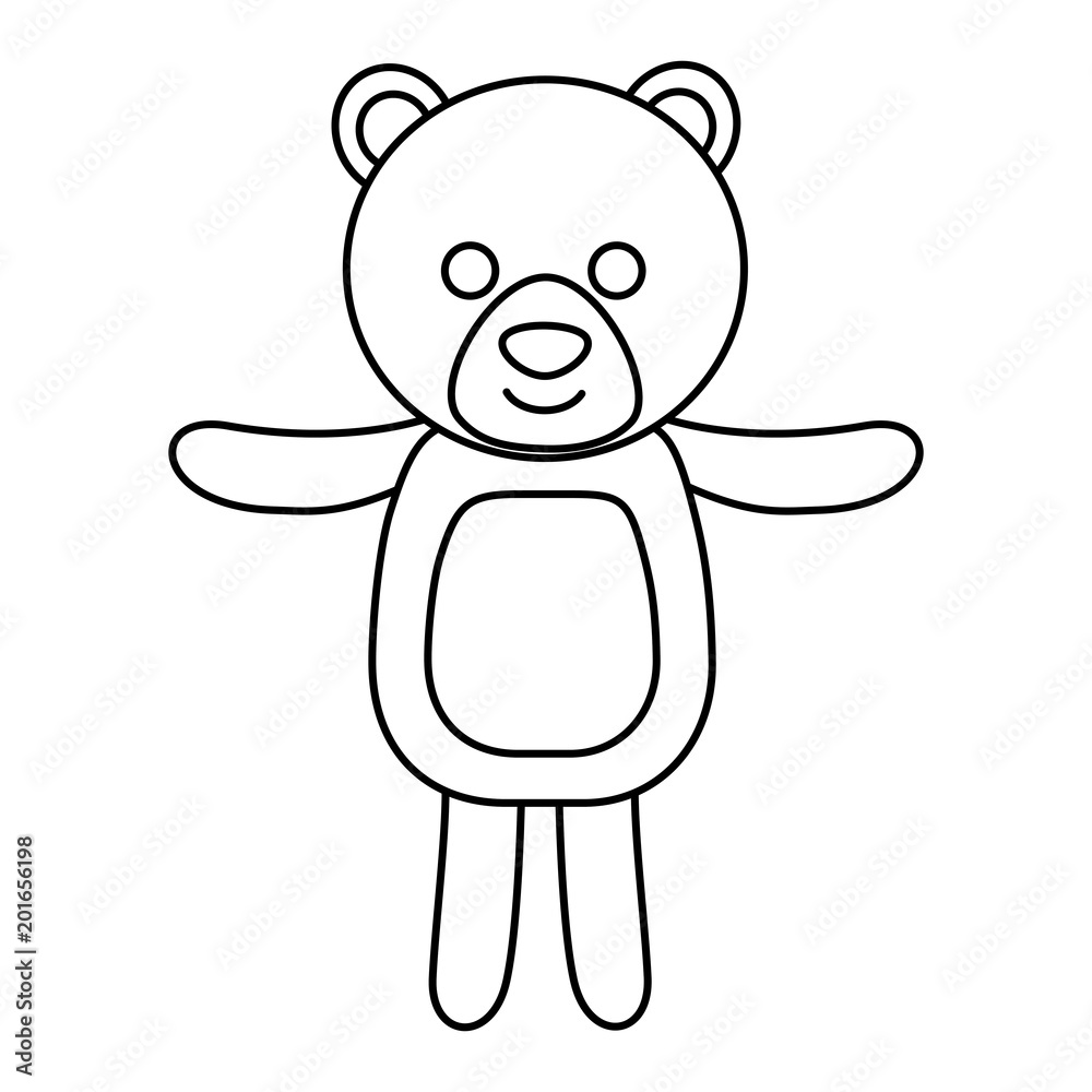 Fototapeta premium cute bear teddy toy children vector illustration outline