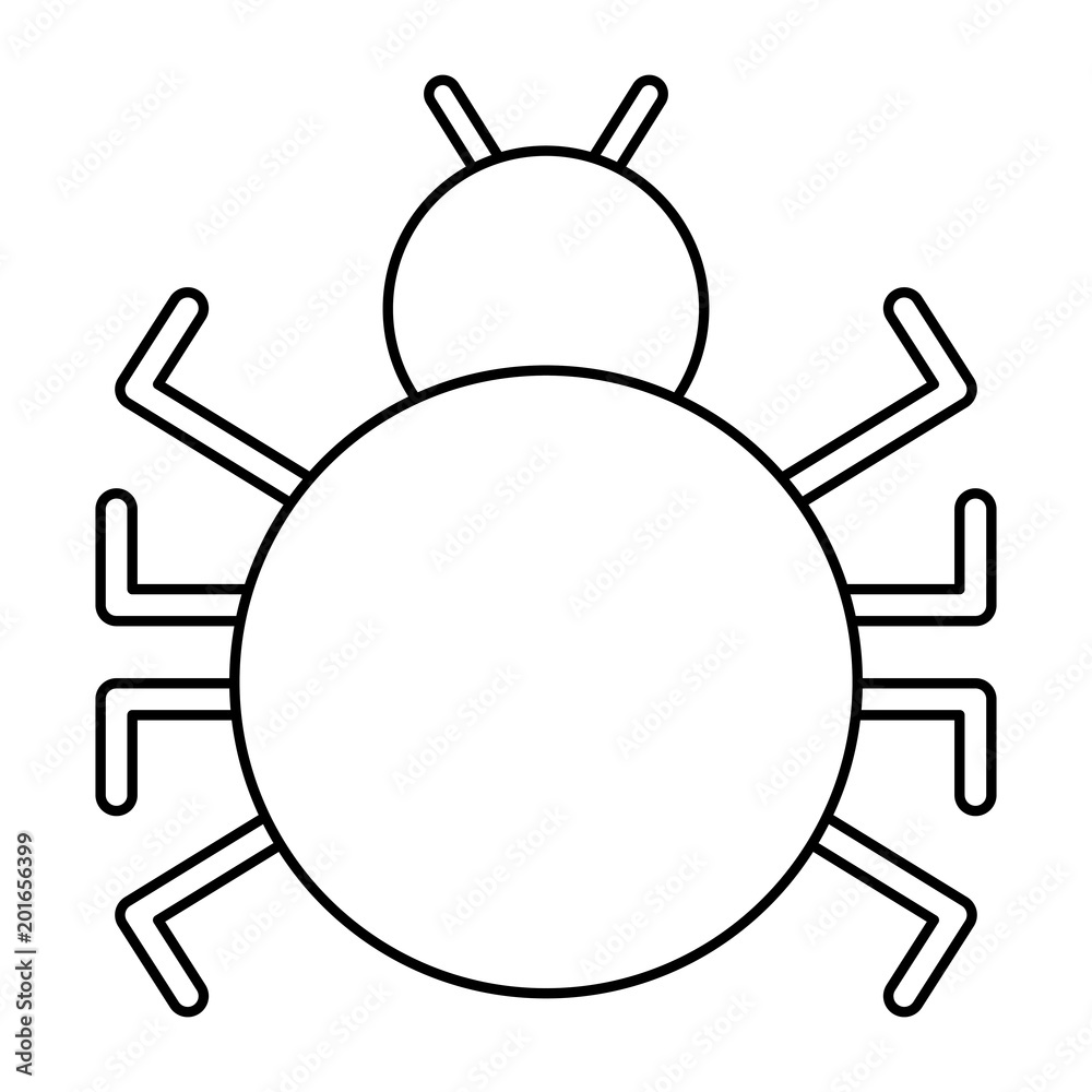cyber security bug virus malware attack vector illustration outline cyber security bug virus malware attack vector illustration outline