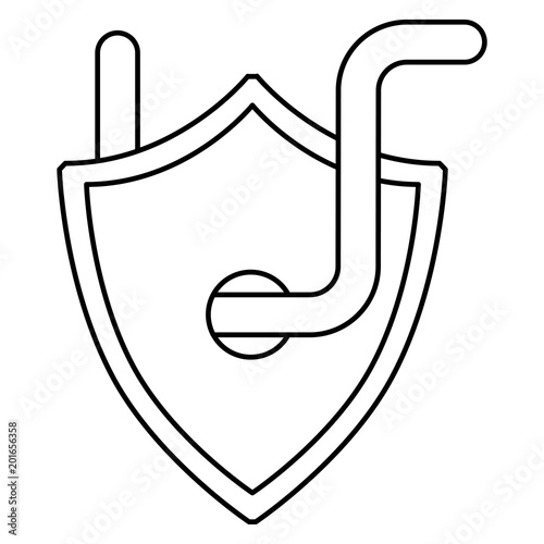cyber security shield protection worm virus vector illustration outline