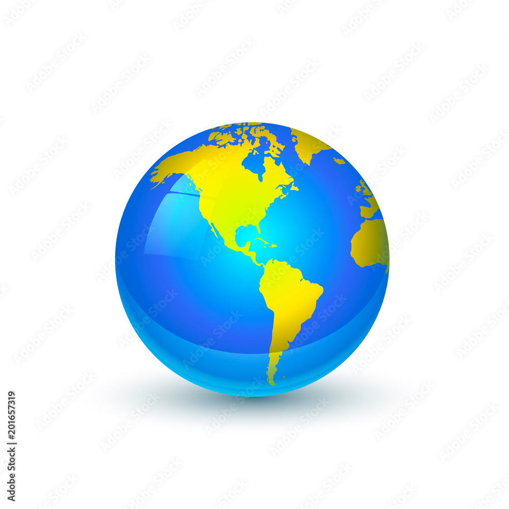 Bright glossy America's hemisphere of globe isolated on white Bright glossy America's hemisphere of globe isolated on white