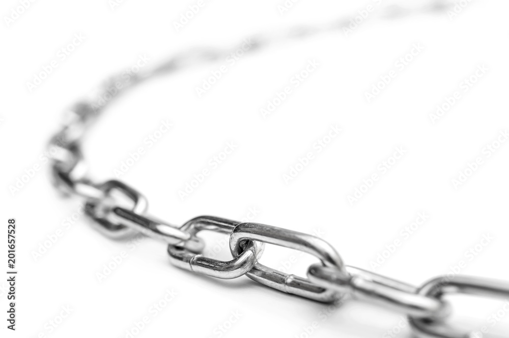 Fototapeta premium Metal chain on white background.