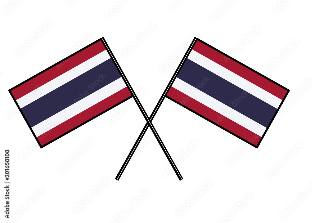 Fototapeta premium Flag of Thailand. Stylization of national banner. Simple vector illustration with two flags.
