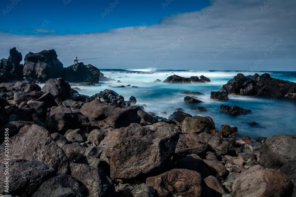 Landscape from the Volcanic Beach of Mosteiros in Sao Miguel, Azores, Portugal.