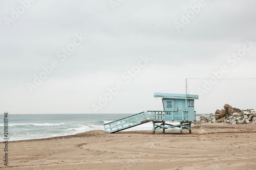 Lifeguard hut on Manhattan beach, Los Angeles. © Oleg Podzorov