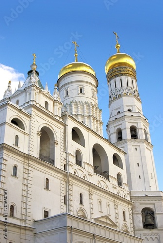Ivan Great Bell Tower. Architecture of Moscow Kremlin. Popular landmark. Color photo.