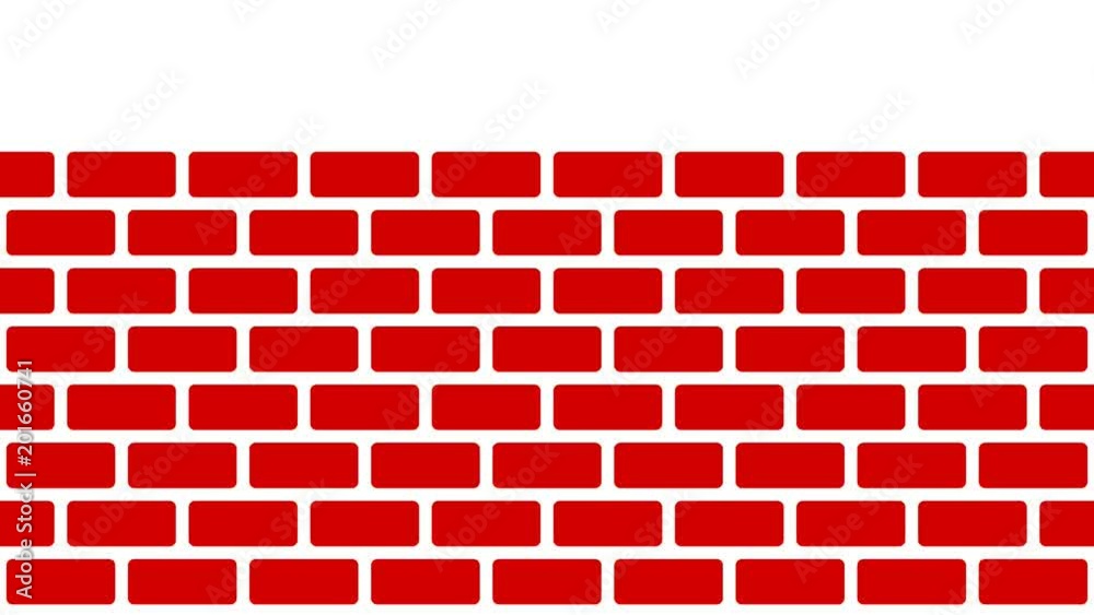 Brick wall building up animation, red on white background. Brick wall building up animation, red on white background.