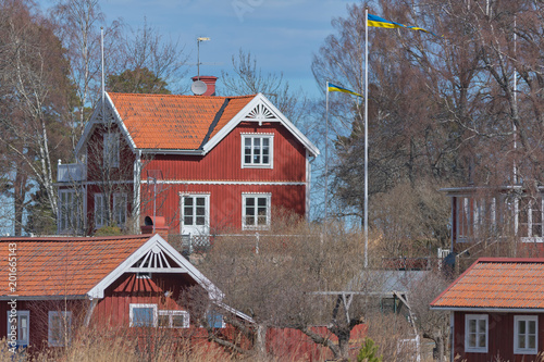 Red houses with a swedish f...