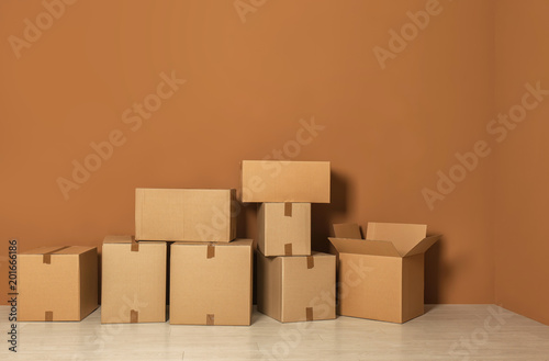Cardboard boxes on floor indoors © New Africa