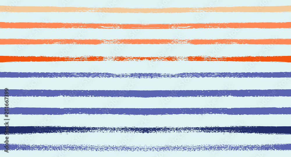 Summer Sailor Stripes Seamless Vector Pattern. Autumn Colors Textile Print in Orange, Purple, White, Yellow, Gray. Hipster Vintage Retro Stripes Design. Creative Horizontal Banner. Watercolor Prints