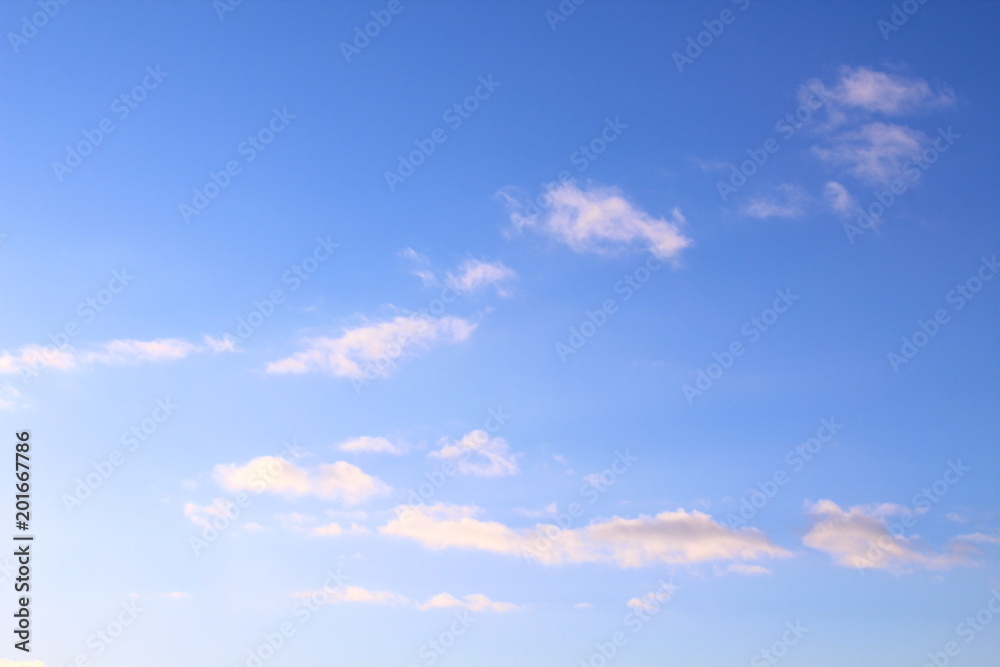 Beautiful blue sky and cumulus clouds. Background. Landscape.