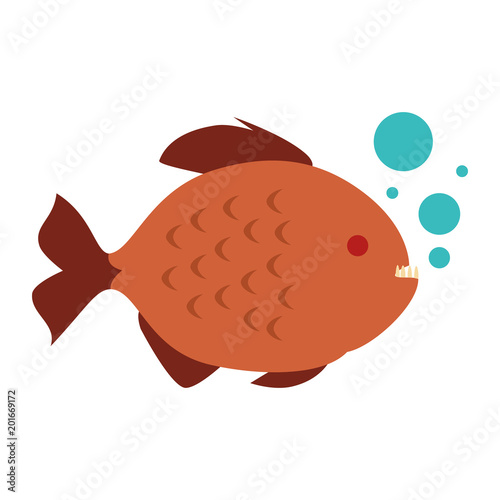 cute ornamental fish with air bubbles vector illustration design